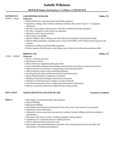 aluminum fabricator cv sample|fabricator job description sample.